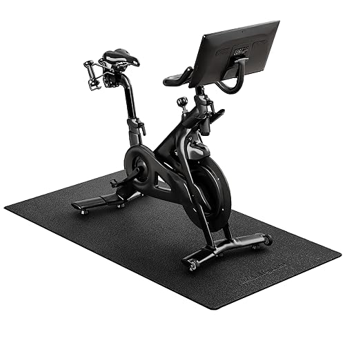 Bike Mat | 6mm, 30" x 72" Exercise Bike Mat/Treadmill Mat for Hardwood Floors or Carpet, Non-Slip Sweat-Proof Exercise Equipment Mat for Bike Trainer/Stationary Spin Bike/Indoor Cycling - size: 1/4" thick, 30" x 72"