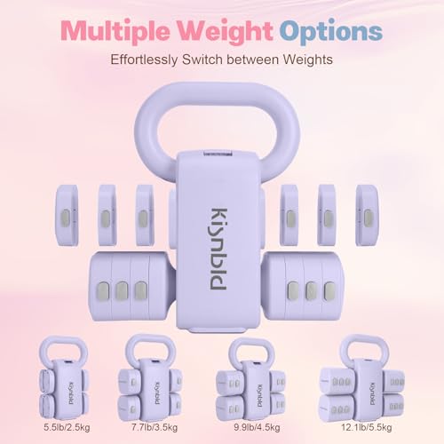 kisnbld Adjustable Dumbbell Set of 2, 4 in 1 Free Weights Dumbbells Set for Women with Fast Adjustment, Each 2lb 3lb 4lb 5lb Hand Weights Set for Home Gym & Outdoor Exercise Training - color: Purple, style: Set