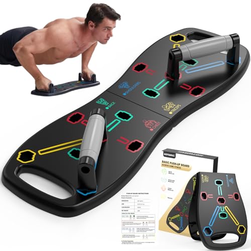 HOTWAVE Push Up Board, Portable Pushup Board for Men, Foldable Push Up Bar | Multifunctional Pushup Handles for Floor, Strength Training Equipment for Home Gym, Suitable for Beginners and Teenagers - color: Black-Grey