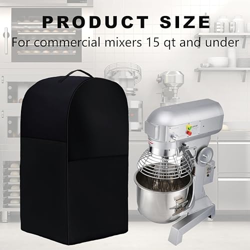 Commercial Food Mixer Cover - Waterproof Dustproof Protection for 15QT Stand Mixers - High Density Black Cover by Sean Jacjy - size: 15QT Commercial Food Mixer Cover