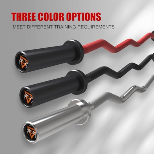 SPART Olympic Barbell EZ Curl Bar, 47INCH/4FT Strength Training Curling Bar with Knurled Grip Chrome Barbell Bar for Weightlifting, Copper Sleeve Barbell for 2-inch Weight Plates, 500 LBS Capacity - color: Black