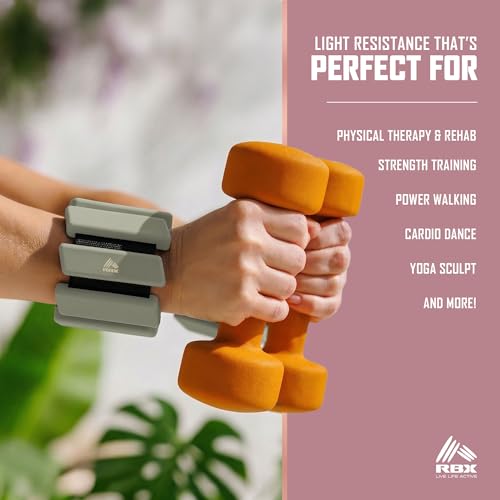 RBX Adjustable Ankle & Wrist Weights, Customizable for Pilates, Yoga, Walking, Barre, Home Workouts & Strength Training - color: Olive