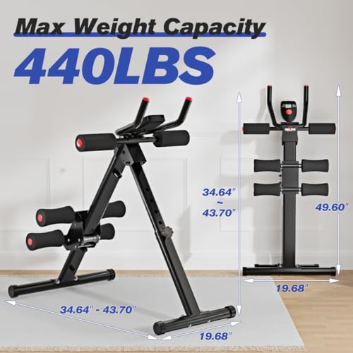 RELIFE REBUILD YOUR LIFE AB Workout Machine Adjustable Ab Trainer Machine Foldable Ab Cruncher Strength Training Equipment for Home Gym, Full Body Workout Equipment 440 LBS - color: Black