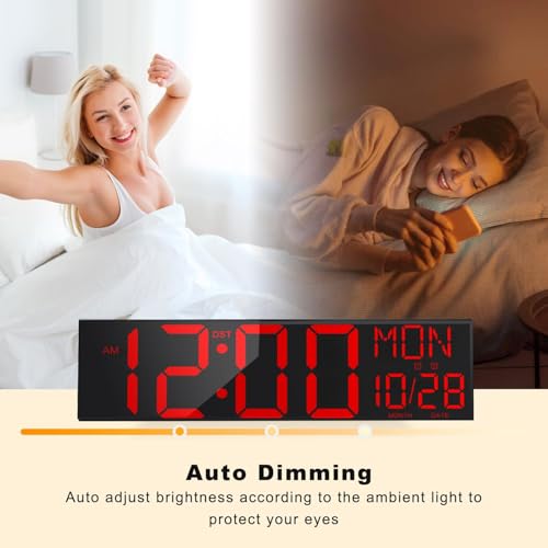 JALL 30" Oversize Digital Wall Clock, Extra Large LED Wall Clock with Remote, Giant Digital Clock with Jumbo Numbers for Living Room, Church (Black Shell Red Font) - color: Black, size: 30 inches