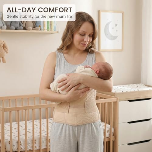 Allaugh Postpartum Belly Band for Women: Abdominal Binder Post Surgery, C Section Waist Trainer for Wife, Hysterectomy Belly Band for Secure Abdominal Support, Healing Recovery Compression,Large,Beige - color: Beige, size: Large