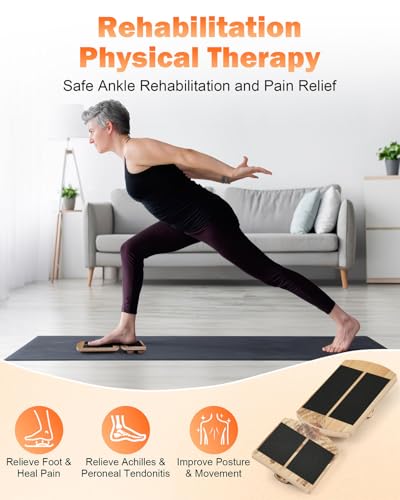 Ankle Strengthener & Single Leg Balance Board, Foot Strengthener for Plantar Fasciitis & Achilles Tendonitis, Physical Therapy, Sprain Recovery & Arch Support - color: Black