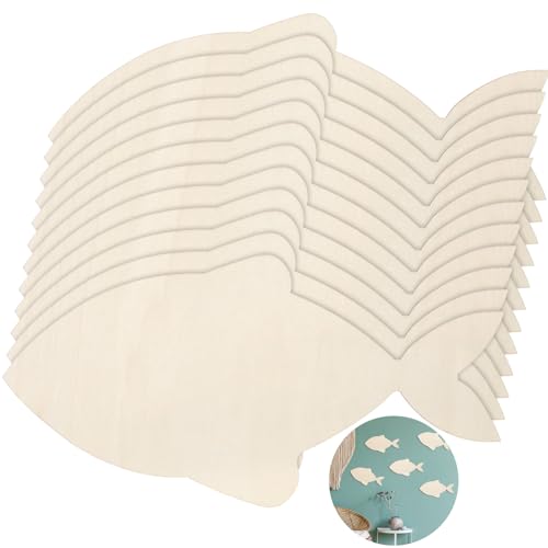 Anglechic 12 Pack 12 Inch Fish Craft Blank Fish Cutout Unfinished Wood Fishes Slices Wooden Fishes for Crafts Shaped Ornaments Door Hanger Decor for Outdoor Home House Wall Decor - color: Fish