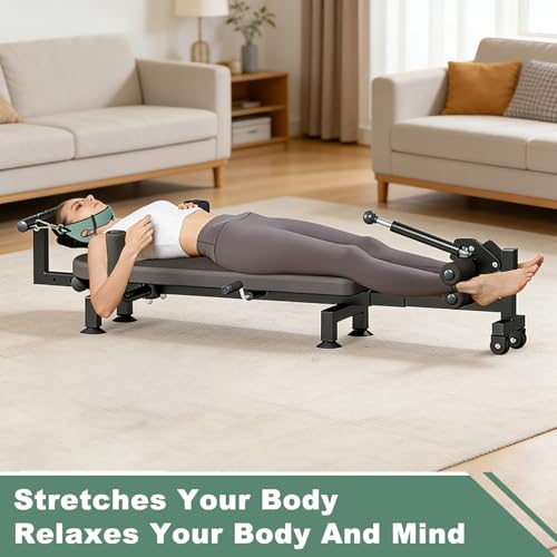 Home Lumbar Traction Table, Portable Fitness Lumbar Back Stretcher Table with Airbag, Full Body Traction Bed for Tension Relieve and Back Decompression