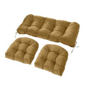 Wicker Chair Cushions Set, 2 U-Shaped Cushions & 1 Loveseat, Waterproof Outdoor Loveseat Cushion for Patio Furniture, Settee Bench Pad All Weather,Khaki - color: Khaki