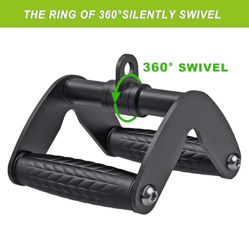 SELEWARE Rotating Straight Bar, Tricep Rope, Double D Row Handle, Rotating V Handle, Cable Machine Attachment with Non-Slip Soft Rubber Grip, Universal Attachment for Cable Machines - color: Double D Handle
