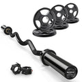 RitFit 2 Inch EZ Curl Bar with Weights, 350LBS Capacity Olympic Barbell for Bicep & Triceps, Home Gym Strength Training - style: Black(with 35LB Weights and Collar)