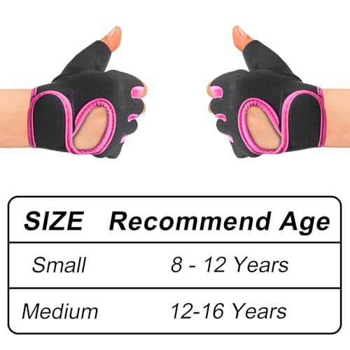 Luwint Kids Fingerless Workout Gloves - Anti-Slip Fitness Mitten for Children Cycling Yoga Weightlifting, 1 Pair - color: Red, size: Medium