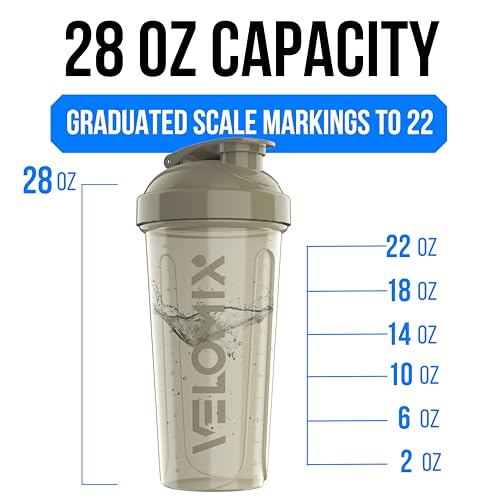 VELOMIX 4 Pack 28oz Shaker Cups for Protein Shakes, Urban Tone | 4x Wire Whisk, Leak Proof Protein Shaker Bottle for Protein Mixes, Stackable, Dishwasher Safe, Gym Ready, Measurement Marks - color: A3) Urban Tone