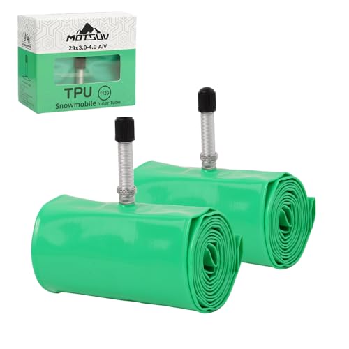 2 Pack Fat Bike TPU Inner Tube, Aluminum Schrader Valve, 20/24/26/27.5/29" x 3.0-4.0" Snow Bike Inner Tube, Lightweight, Puncture Resistant, for Fat Tire/Snowmobile/Beach Cruiser Bike - size: 29*3.0-4.0 Green