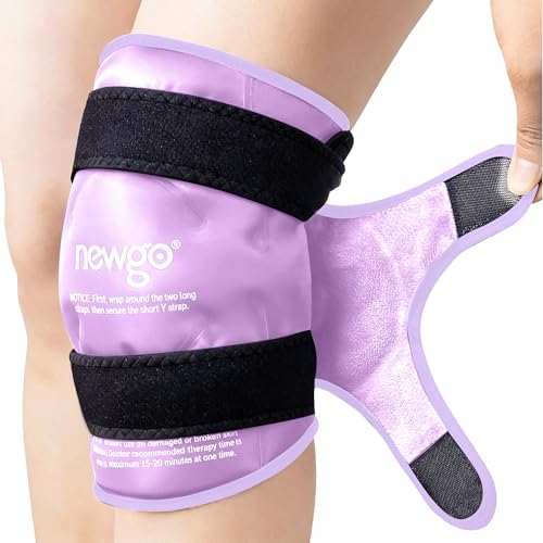 NEWGO Ice Pack for Knee Replacement Surgery, 360° Full Wrap, Purple | Y-shaped Strap Stays Put, Reusable for Knee Replacement, ACL, Arthritis, Swelling, and Sports Injuries, 21.7" x 9.8" - color: Regular Purple 1-pack