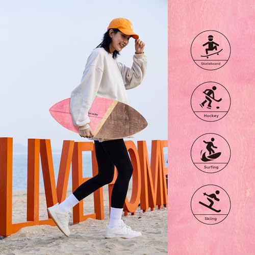 XCMAN Surf Balance Board Trainer with Roller Wooden Exercise Balancing Stability Trainer - Non Slip Surface for Adults Kids|Balance Board for Surfing,Snowboarding,Skateboarding,Hockey,Yoga Training - color: Leaf Pink