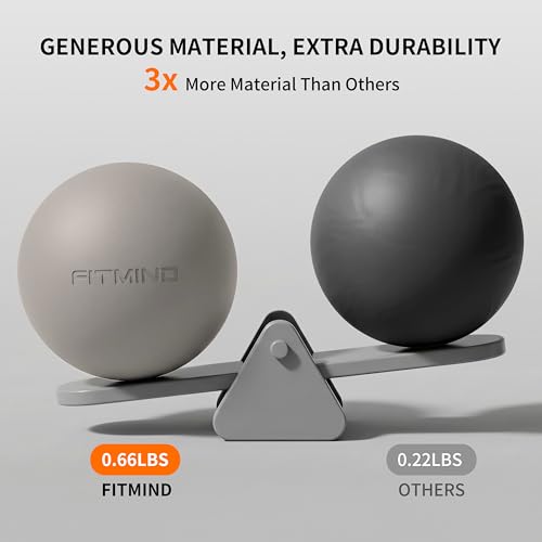 Pilates Ball 8 inch, Small Yoga Ball Extra Thick, Mini Pilates Ball with Pump, Non-Slip Surface Small Exercise Ball for Physical Therapy, Stretching, Strength & Core Training - color: Beige Gray