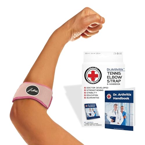 Tennis Elbow Brace & Adjustable Arm Band Support for Pain Relief for Tendonitis, Golfers Elbow Strap for Men and Women - Comfy Removable Arm Wrap for Daily Wear, Gym, Sports (Single, Pink) - size: One Size