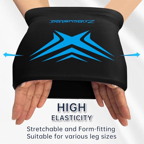 Knee Ice Pack Wrap Extended Ice Packs for Injuries Reusable Leg Freeze Compression Sleeves, Gel Cooling Knees Brace Cold Hot Packs Therapy Flexible for Pain Relief, Surgery Recovery Gift for Women Men - style: Knee-Black
