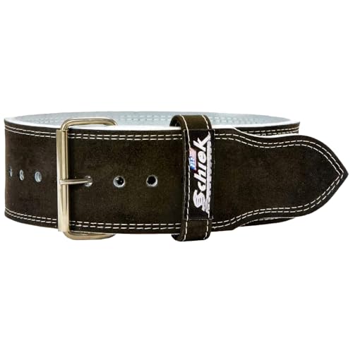 Schiek Sports Model 6011 Single Hook Competition Power Belt - Weightlifting Belt with Stainless Steel Belt Buckle - Suede Leather Powerlifting Belt - size: Large