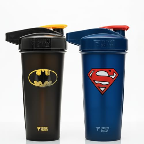 PerfectShaker ACTIV DC Comics & Justice League Series | Leak-Proof, BPA-Free, Shatter-Resistant | ActionRod Mixing Technology for Smooth Blends | Gym, Fitness & Sports Shaker - 28oz (Batman) - color: Batman
