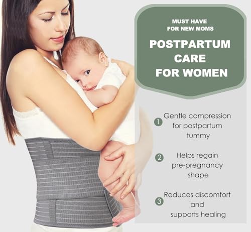 Abdominal Binder Post Surgery - Postpartum Belly Band Wrap | Post C Section Belly Binder Recovery Belt Stomach Compression Hernia Belt For Men Women After Pregnancy, Hysterectomy, S/M - size: Small/Medium
