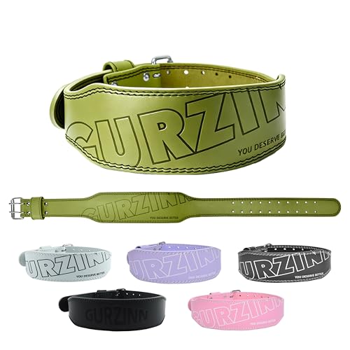 9mm Leather Fitness Weight Lifting Belt for Women&Men with 4 Inches Padded Lumbar Support for Power Lifting Workout & Squats Exercise - color: A-Green, size: Extra Small