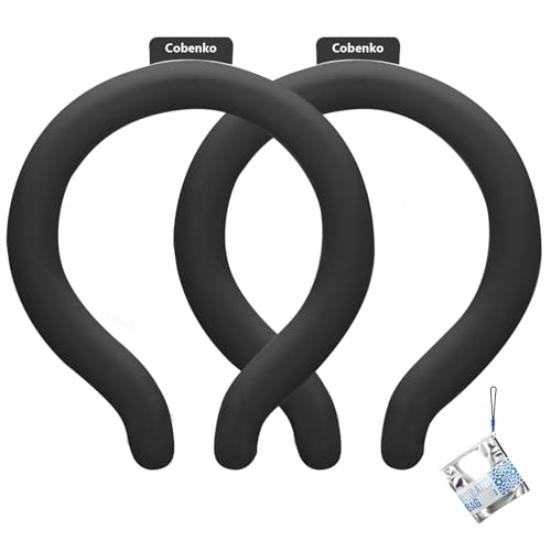 Neck Cooling Tube with Cold Insulated Bag,Neck Cooler Wraps,Reusable 18℃/64℉ Ice Neck Ring Wearable Body Cooling Products for Summer (Black*2) - color: Black*2