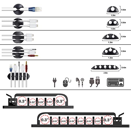 311Pcs Cable Management Organizer Kit 4 Cable Sleeve Split | 53Cable Clips 12Cord Clips Holder,22 Cable Ties, 20 Adhesive Wall Cable Tie, 200Fasten Cable Ties for TV Office Home - size: 311 PCS