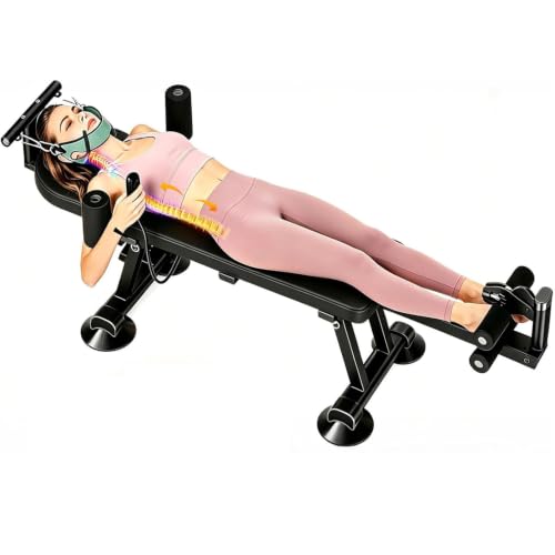 Fitness Full Body Traction Table, Massage Cervical Traction Bench & Lumbar Traction Bed, Home Stretch Decompression Machine for Tension Relief, Lumbar Stretching