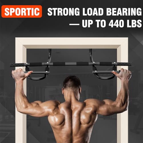 Pull Up Bar for Doorway, Upgrade Chin up Bar for Doorway Without Screws, Portable Strength Training Door Frame Pull-up Bars, Door Workout Bar with Foam Grips for Home - color: Black