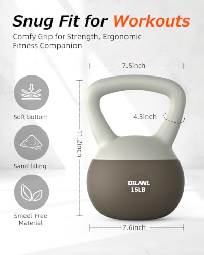 Soft Kettlebell, Safe Strength Training Kettle bell, Cushioned Impact-Resistant Base and Anti-Slip Grip Weight, Kettlebells Set for Home Workouts and Men/Women/Beginners,With Non-slip Gloves - color: Chic Brown