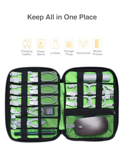 Luxtude Travel Cable Organizer Bag, Flat Cord Organizer Case, Travel Essentials for Wire/Cord/Charger/Cable Storage/Tech Accessories/Tech Gifts - color: Black, size: Small