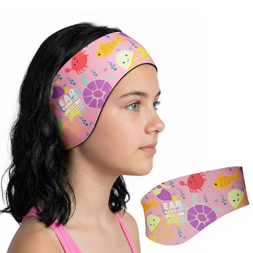 Earvolution Ear Band-It Ultra Swimming Headband for Kids and Adults - Invented by Ear, Nose, and Throat Physician - Custom Anti-Slip Grip Neoprene Maximizes Protection, 13 Color Options, 3 Sizes - color: Sea Life