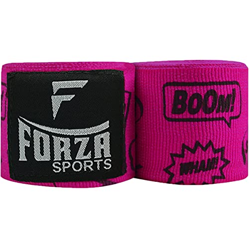 Forza Sports 180" Mexican Style Boxing and MMA Handwraps - color: Comic Book Hot Pink