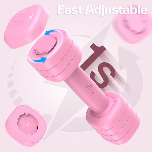 Adjustable Dumbbell Set of 2: Sportneer 4 in 1 Free Weights Dumbbells Set for Women, Hand Weights for Women at Home, Available in 5 lb × 2 and 10 lb × 2 Sets with Soft Rubber Handle for Home Gym Exercise Training - color: Wild Rose, size: 5lb × 2