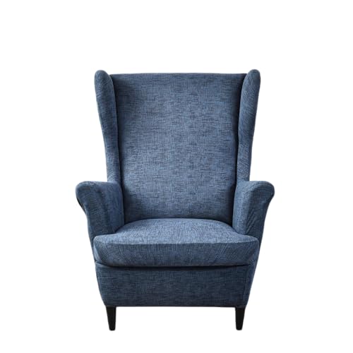 NILUOH Wingback Chair Slipcover 2-Piece Stretch Wingback Chair Sofa Slipcover Armchair Cover Printed Furniture Protector Couch Soft with Elastic Bottom for Living Room, Grey - color: Grey-1