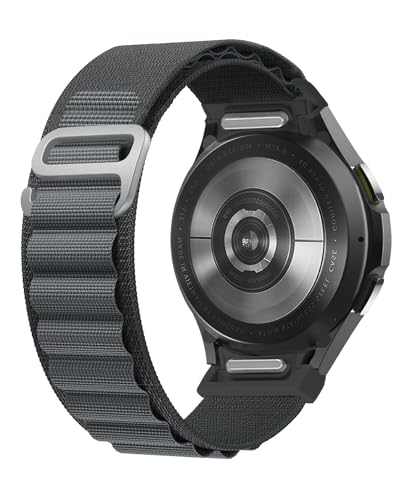 One Click Alpine Loop Bands Compatible with Samsung Galaxy Watch 7 Band/Galaxy Watch 6 4 5 FE Band 40mm 44mm/Watch 6 4 Classic 47mm 43mm 42mm 46mm/5 Pro 45mm, 20mm No Gap Nylon Sport Strap for Men - color: 6#Dark Gray