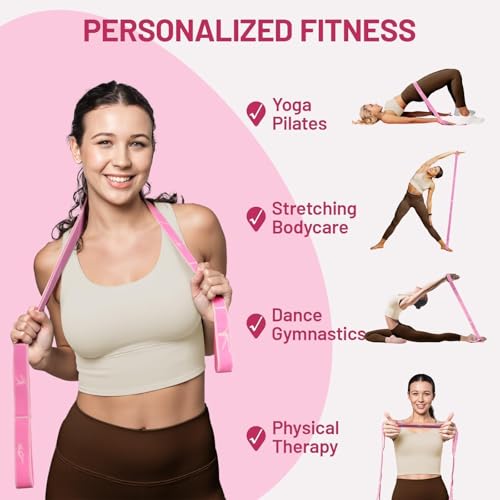 Slim Panda Stretch Strap, Multi-Loop for Physical Therapy,Elastic Yoga Stretching Strap for Dance,Yoga, Pilates & Gymnastics Exercise, Ballet Stretching Band for Flexibility, Leg Stretching - color: Pink