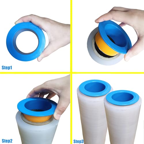2 Pairs Stretch Wrap Dispenser, Shrink Wrap Handle, Stretch Wrap Holder Stretch Film Wrap for Shipping, Pallet, Packing and Moving Supplies, Plastic Hand Saver Fit for 3 Inch Core