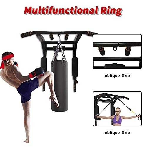 ptlsy Wall Mounted Pull Up Bar Multifunctional with Multi-grip Chin Up Bar Heavy Duty Dip Station for Home Gym Indoor Workout, Fitness Equipment, Dip Stand Supports to 440 Lbs - style: Movable Style