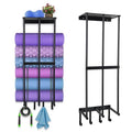 Yoga Mat Holder Yoga Mat Holder Wall Mount Home Gym Accessories Organizer,Towel Storage Rack with 4 Hooks for Hanging Foam Roller and Resistance Bands Gym Organization for Home Gym
