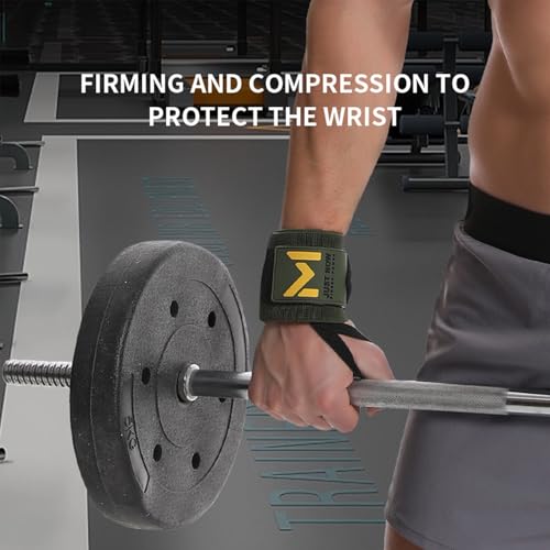 Pro-Grade Weightlifting Wrist Wraps (24") for Gym, Strength Training, and Powerlifting(1 Pair) - Heavy-Duty Thumb Loop Straps for Maximum Wrist Support in Bodybuilding & Fitness (Men & Women) - color: Yellow&Black