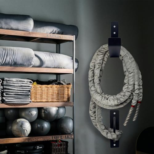 Heavy Duty Battle Rope Anchor Kit Wall Mount | Wall Anchor & Storage Hook for 30-50FT 1-2.5 Inch Battle Ropes, Multi-Functional Wall Bracket for Home Commercial Gym Garage - size: Large