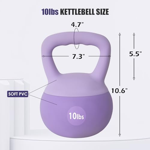 sogesfurniture Soft Kettlebells,Safe Strength Training Kettlebells,Iron Sand Filled Weights Strength Training Kettlebells,Fitness Soft Kettlebells for Women Men Children - color: 10LBS-Purple