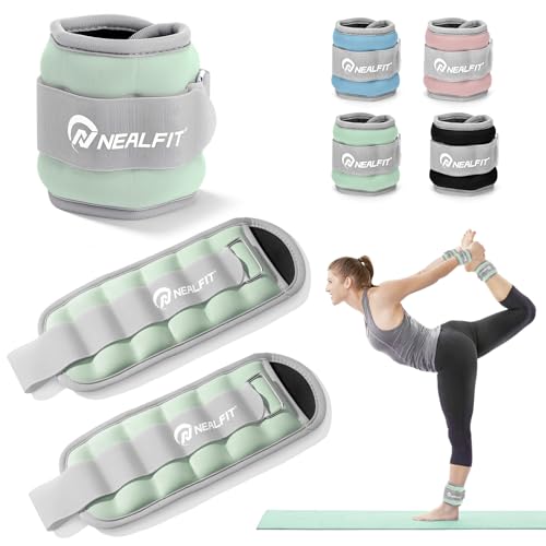 NEALFIT Ankle Wrist Weights, Adjustable Arm Leg Weights for Women Men, Secure Fit Non-Slip Exercise Weights for Home Workout, Running, Walking, Aerobics, Physical Therapy - color: Mint Green, size: 4Lbs Pair (2lb x 2)