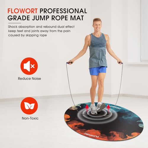 Cheete Jump Rope Mat Large Rubber Exercise Mat Indoor Outdoor Shock Absorbing Mat Non-Slip Oval Design for Floor & Rope Protection, Workout Mats for Home Gym Flooring - color: Red＆Blue