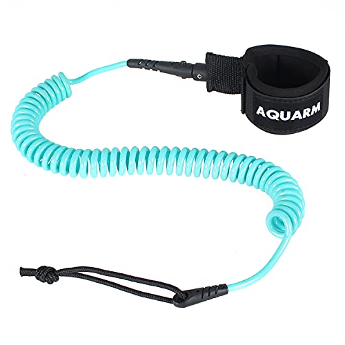 Premium Coiled Surfboard Leash, 11 feet SUP Leash Leg Rope, Stand Up Paddle Board Leash for All Types of Surfboards - color: Turquoise