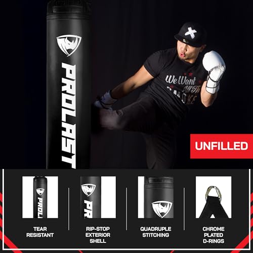 Heavy Punching Kicking Bag for Adults, Boxing, MMA, Martial Arts, Muay Thai, Strength Training Equipment, Filled, 5ft, 100 lbs, Vertical Logo - color: Black, size: Unfilled
