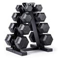 CAP Rubber Coated Hex Dumbbell Set with Storage Rack | 100–210 lb Options, Space-Saving Vertical Compact Storage for Home Gym Strength Training - size: 100 lb - Set, style: Black Handle